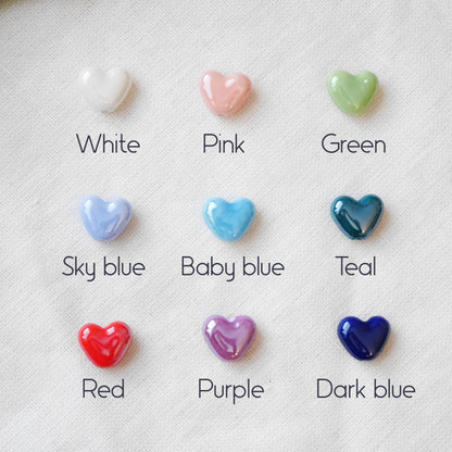 Porcelain heart earrings | Ceramic heart shape jewelry | Cute romantic love gift for her | Dainty small colorful drop with freshwater pearls