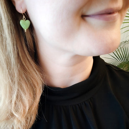 Porcelain heart earrings | Ceramic heart shape jewelry | Cute romantic love gift for her | Dainty small colorful drop with freshwater pearls