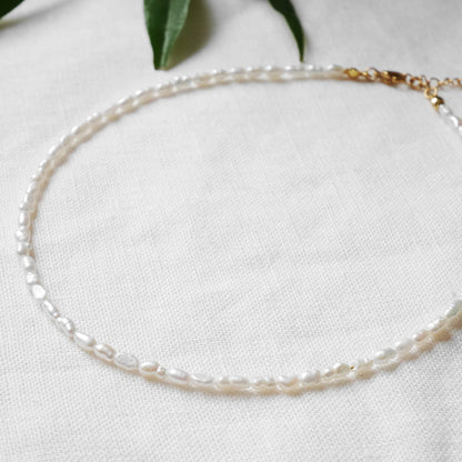 Tiny freshwater pearls necklace | Small baroque pearls choker | Dainty light-weight jewelry with real pearls | Cute birthday gift for her