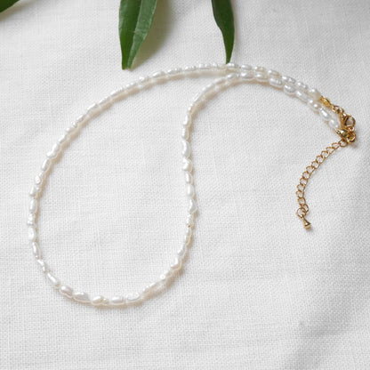 Tiny freshwater pearls necklace | Small baroque pearls choker | Dainty light-weight jewelry with real pearls | Cute birthday gift for her