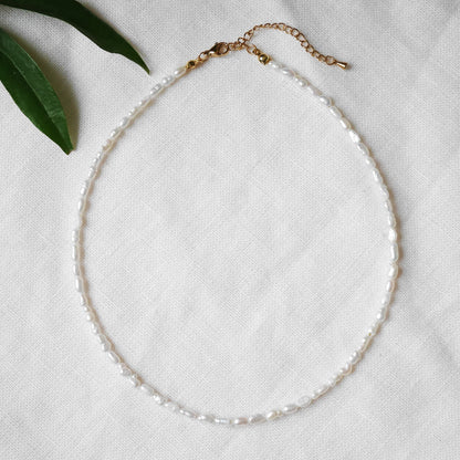 Tiny freshwater pearls necklace | Small baroque pearls choker | Dainty light-weight jewelry with real pearls | Cute birthday gift for her