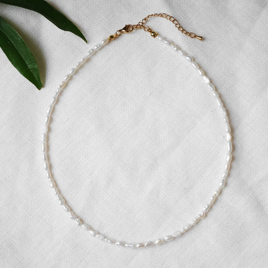 Tiny freshwater pearls necklace | Small baroque pearls choker | Dainty light-weight jewelry with real pearls | Cute birthday gift for her