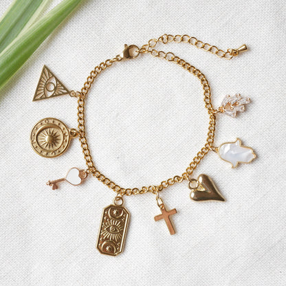 Build your own charm bracelet | Gold custom charms bracelet | Personalized pendant jewelry | Customized personal, cute, unique gift for her