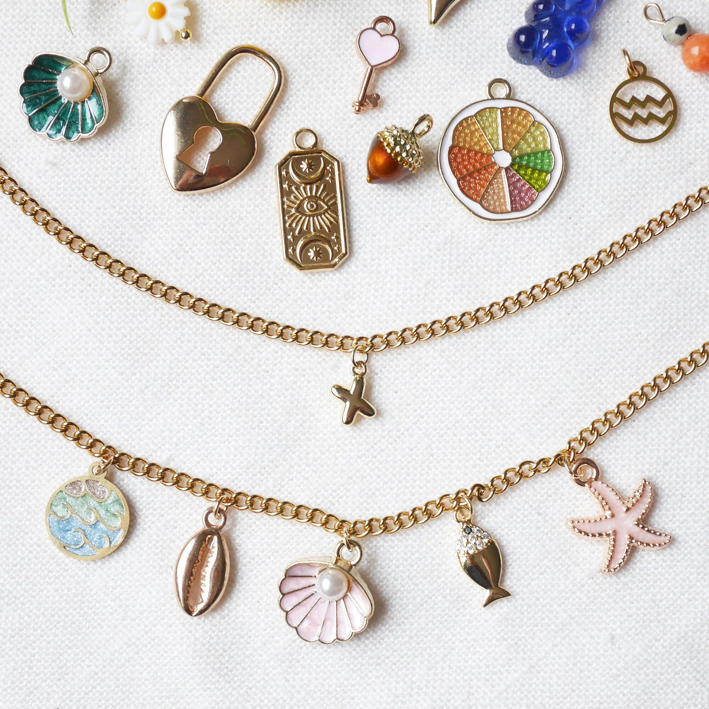 Custom charm anklet | Build your own anklet with pendants | Personalized gift for her | Summer jewelry with customized selection of charms