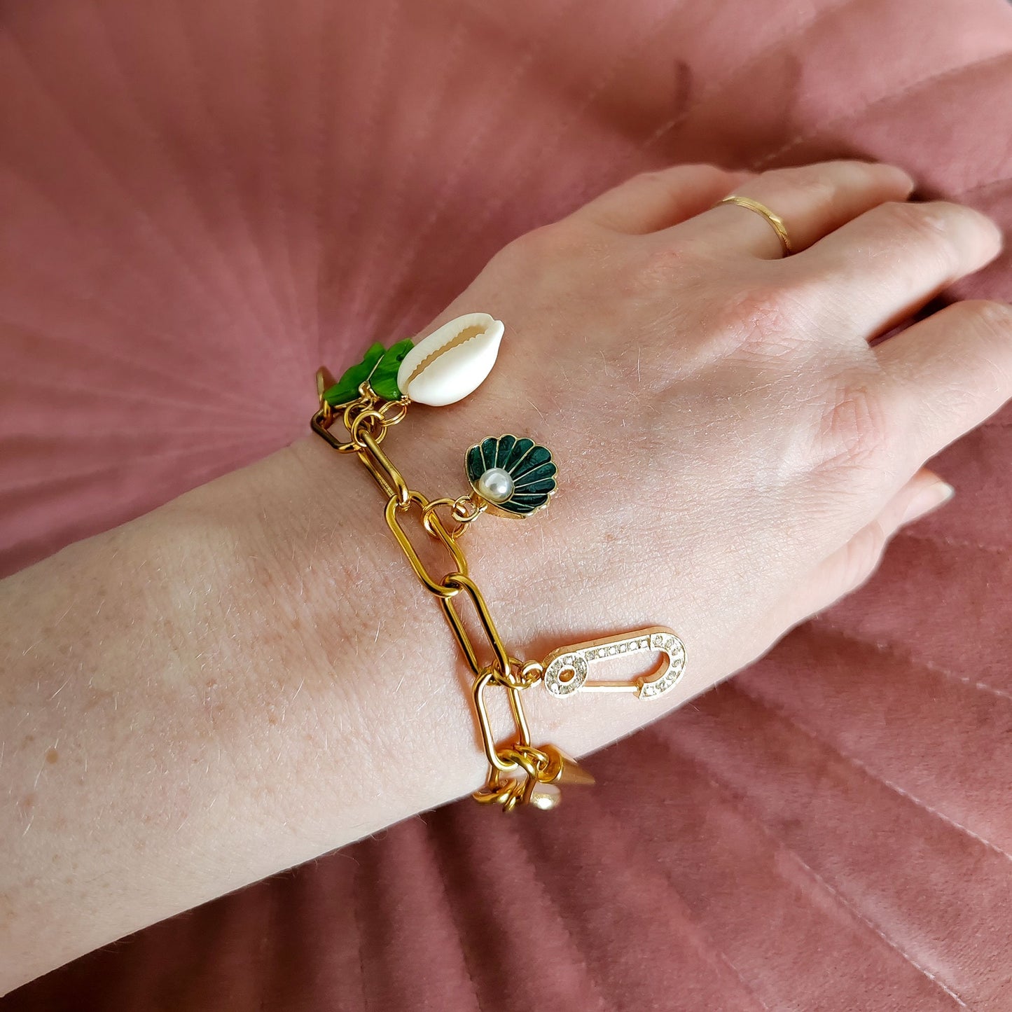 Custom charm bracelet | Chunky paperclip chain with customized charms | Personalized jewelry gift for woman |  Cute boho summer bracelet