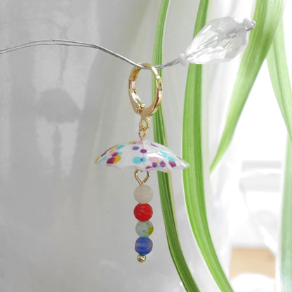 Colorful umbrella earrings | Rainy day earrings | Cute and quirky millefiori dangle earrings | Fun positive multicolor jewelry gift idea