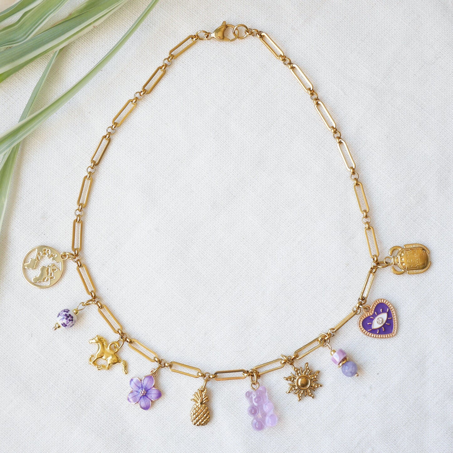 Paperclip charm necklace | Personalized jewelry gift for her | Design custom charm necklace | Cute long paperclip stainless steel gold chain