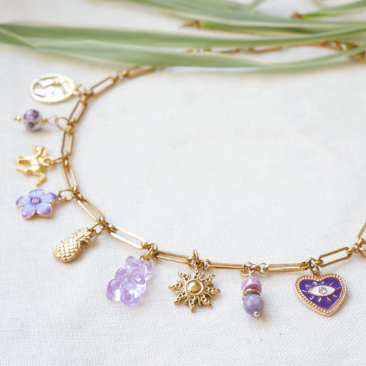 Paperclip charm necklace | Personalized jewelry gift for her | Design custom charm necklace | Cute long paperclip stainless steel gold chain