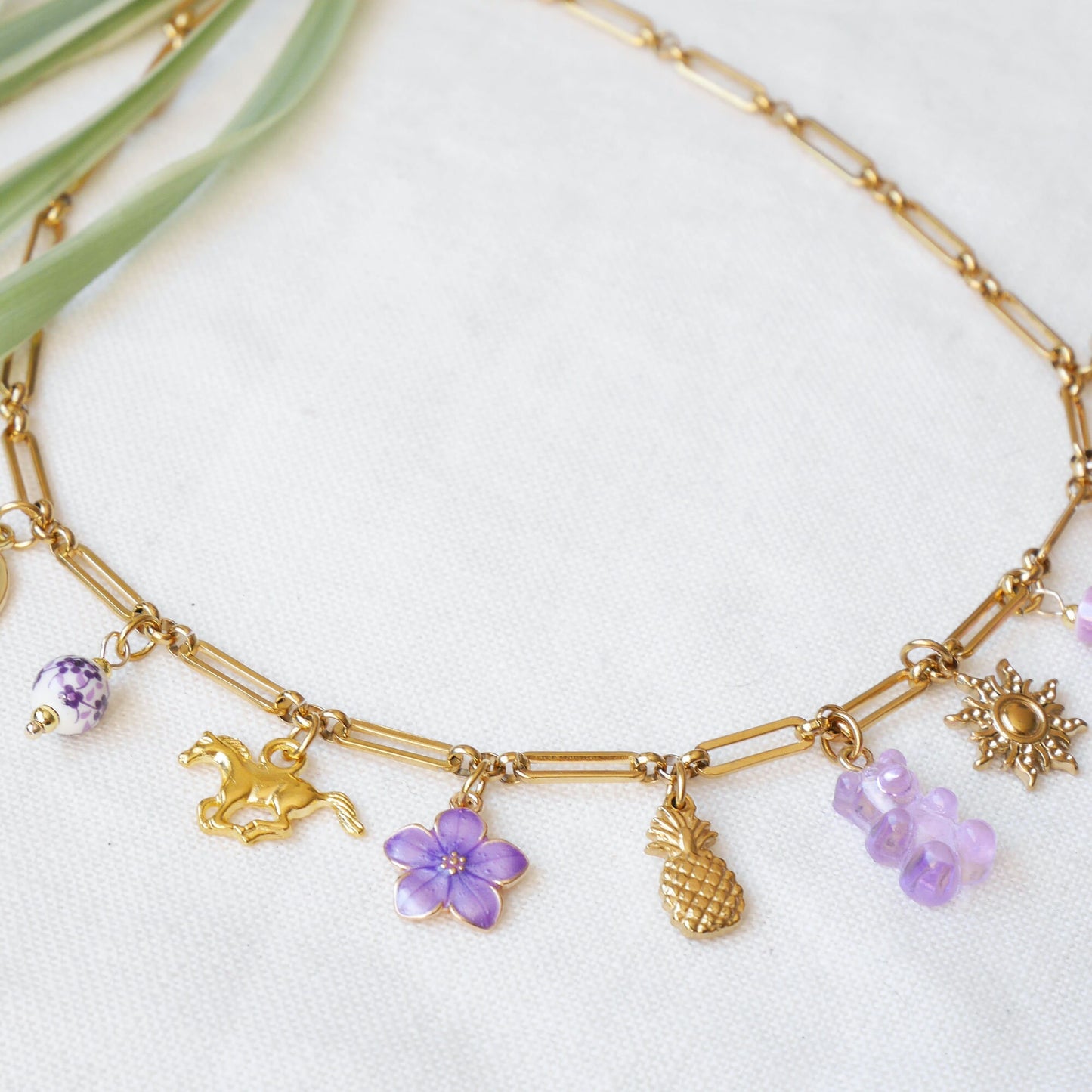 Paperclip charm necklace | Personalized jewelry gift for her | Design custom charm necklace | Cute long paperclip stainless steel gold chain