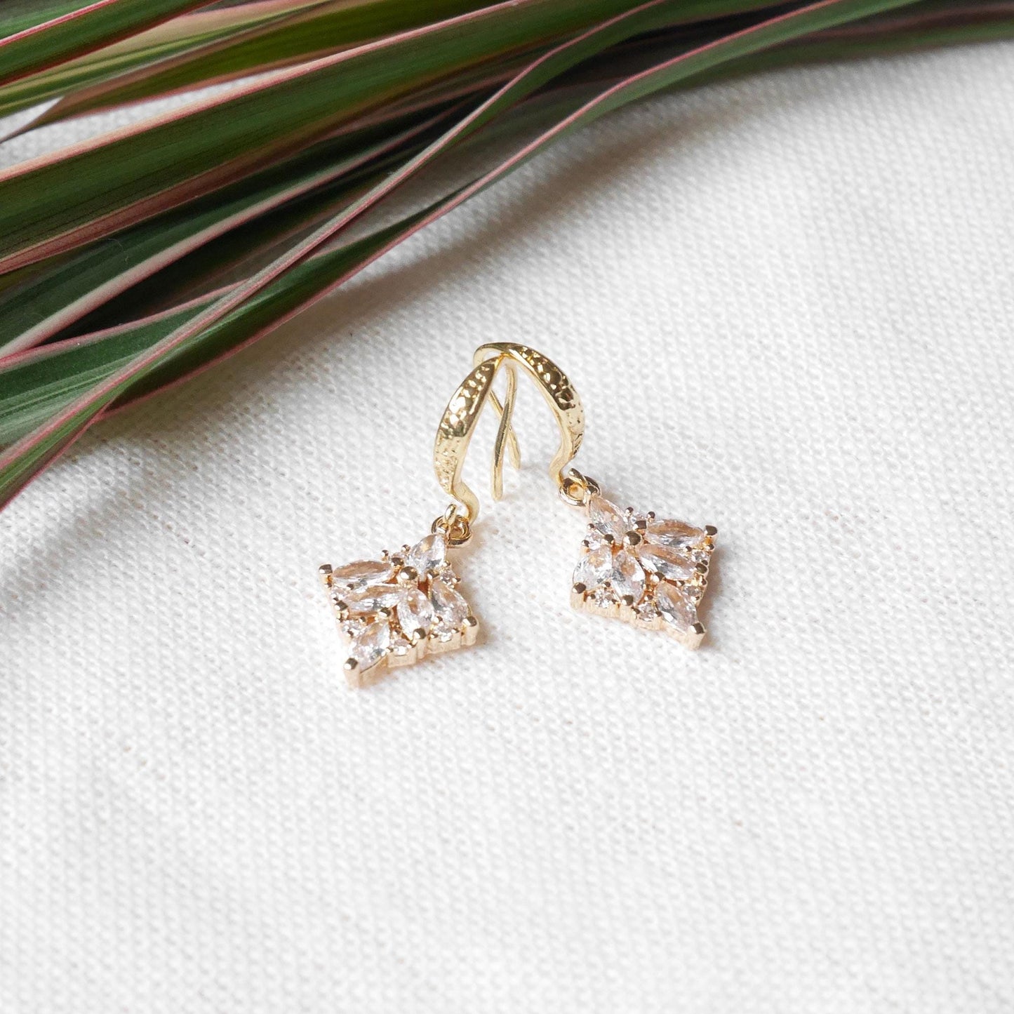 Art deco drop earrings | Dainty small bridal earrings | Sparkly 1920s style jewelry | Bridesmaid earrings | Cubic zirconia anniversary gift