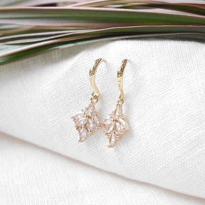 Art deco drop earrings | Dainty small bridal earrings | Sparkly 1920s style jewelry | Bridesmaid earrings | Cubic zirconia anniversary gift