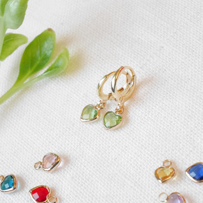 Tiny birthstone heart earrings | Mini heart charm hoop earrings | Dainty personalized gift for Valentine's day | Custom Mother's day jewelry