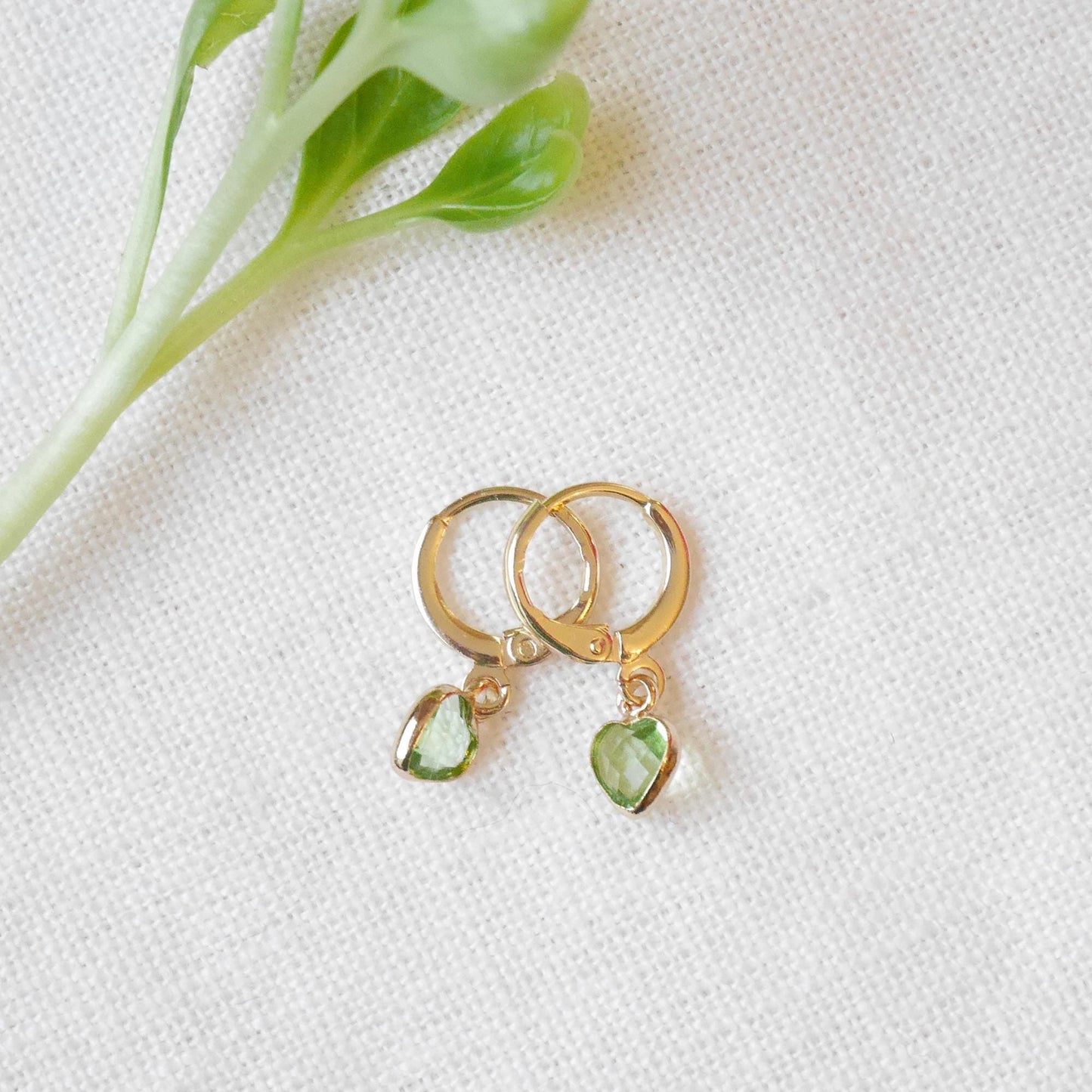 Tiny birthstone heart earrings | Mini heart charm hoop earrings | Dainty personalized gift for Valentine's day | Custom Mother's day jewelry