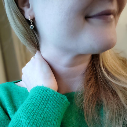 Tiny birthstone heart earrings | Mini heart charm hoop earrings | Dainty personalized gift for Valentine's day | Custom Mother's day jewelry