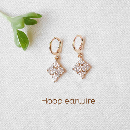 Art deco drop earrings | Dainty small bridal earrings | Sparkly 1920s style jewelry | Bridesmaid earrings | Cubic zirconia anniversary gift