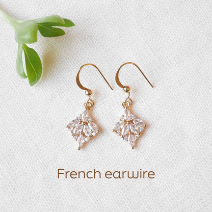 Art deco drop earrings | Dainty small bridal earrings | Sparkly 1920s style jewelry | Bridesmaid earrings | Cubic zirconia anniversary gift