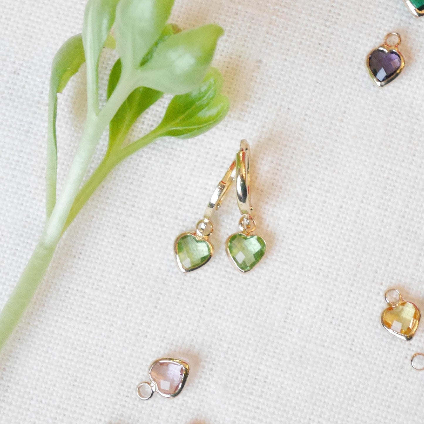 Tiny birthstone heart earrings | Mini heart charm hoop earrings | Dainty personalized gift for Valentine's day | Custom Mother's day jewelry