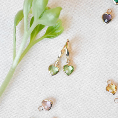 Tiny birthstone heart earrings | Mini heart charm hoop earrings | Dainty personalized gift for Valentine's day | Custom Mother's day jewelry