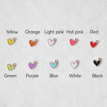 Colorful mini heart earrings | Cute Valentine's day hoop earrings | Tiny heart charm hoops in various colors | Dainty birthday gift for her