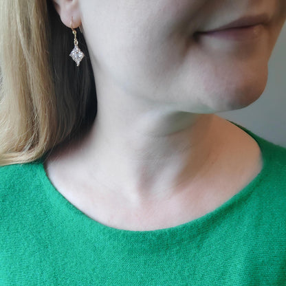 Art deco drop earrings | Dainty small bridal earrings | Sparkly 1920s style jewelry | Bridesmaid earrings | Cubic zirconia anniversary gift