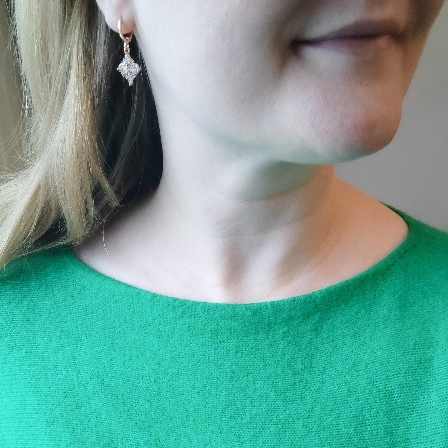 Art deco drop earrings | Dainty small bridal earrings | Sparkly 1920s style jewelry | Bridesmaid earrings | Cubic zirconia anniversary gift