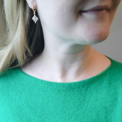 Art deco drop earrings | Dainty small bridal earrings | Sparkly 1920s style jewelry | Bridesmaid earrings | Cubic zirconia anniversary gift