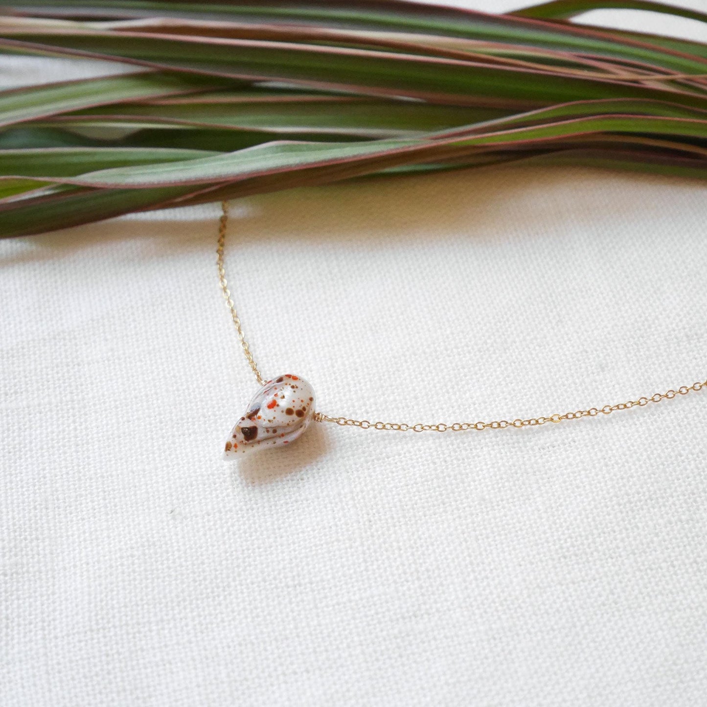Painted Baroque Pearl Necklace: Dainty Stainless Steel Chain