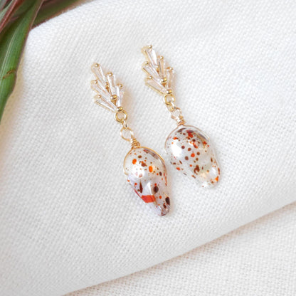 Art Deco Baroque Pearl Drop Earrings: Vintage Style Painted Jewelry