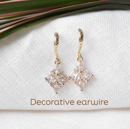Art deco drop earrings | Dainty small bridal earrings | Sparkly 1920s style jewelry | Bridesmaid earrings | Cubic zirconia anniversary gift