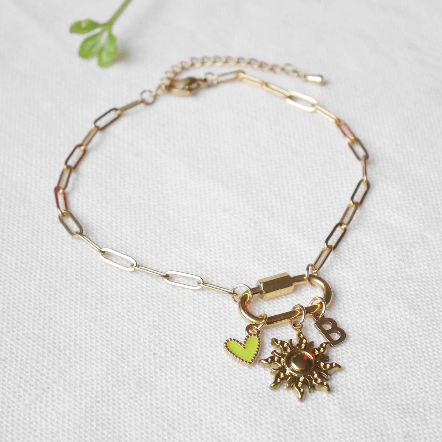 Custom charm carabiner anklet | Dainty mini lock paperclip chain anklet with pendants | Personalized summer gift for her, design own jewelry