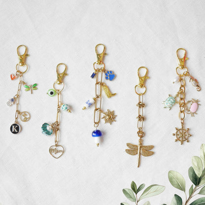 Long custom bag charm | Personalized accessory gift for her | Design your charms | Paperclip chain purse charms | Make your own keychain
