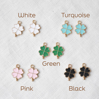 Four leaf clover hoop earrings | Dainty cute green lucky charm earrings | Gift for good luck | Shamrock hoops for her | Small charms jewelry