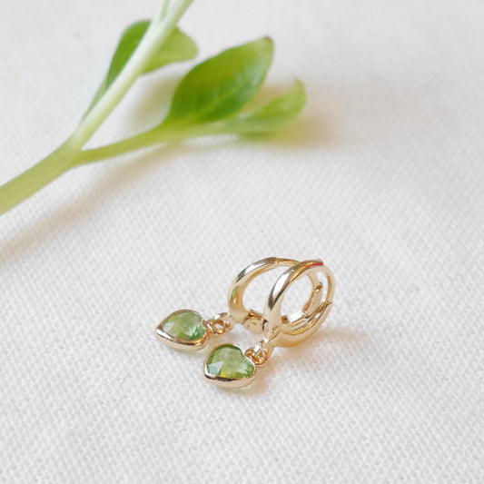 Tiny birthstone heart earrings | Mini heart charm hoop earrings | Dainty personalized gift for Valentine's day | Custom Mother's day jewelry