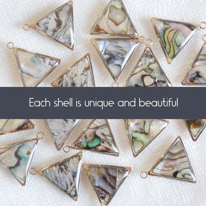 Art deco triangle earrings | Metallic shell drop earrings | Dainty deco fan wedding jewelry | Unique CZ stud earrings with smoky real shells