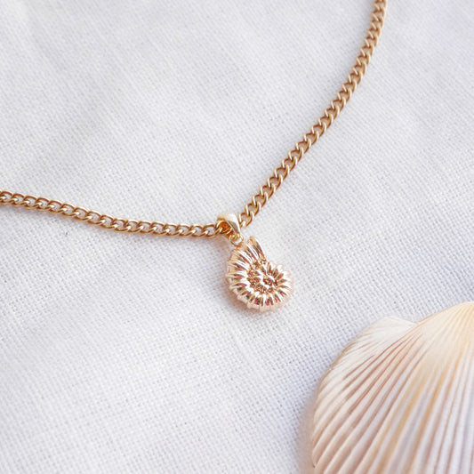 Seashell necklace - Spiral shell charm chain gift for her, dainty summer jewelry